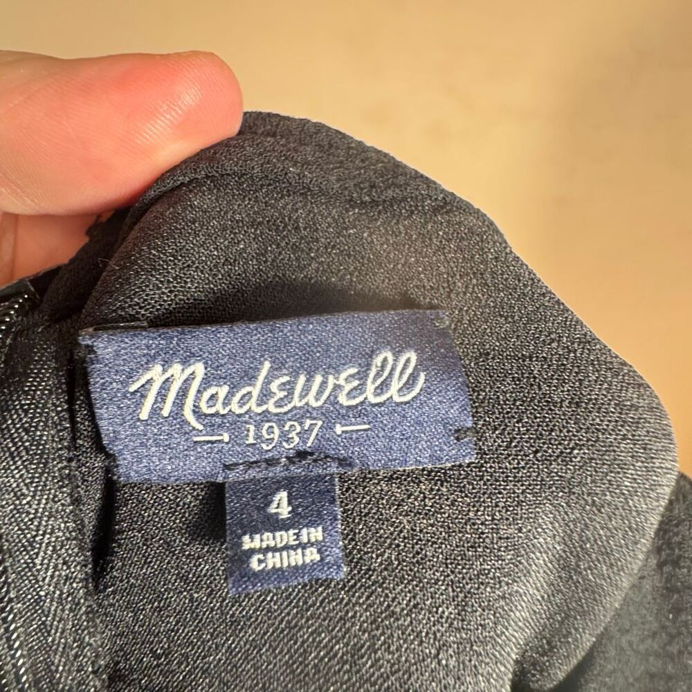 Madewell Black Tie-Waist Jumpsuit – 3/4 Sleeve | Crewneck | Size 4 - Picture 6 of 8